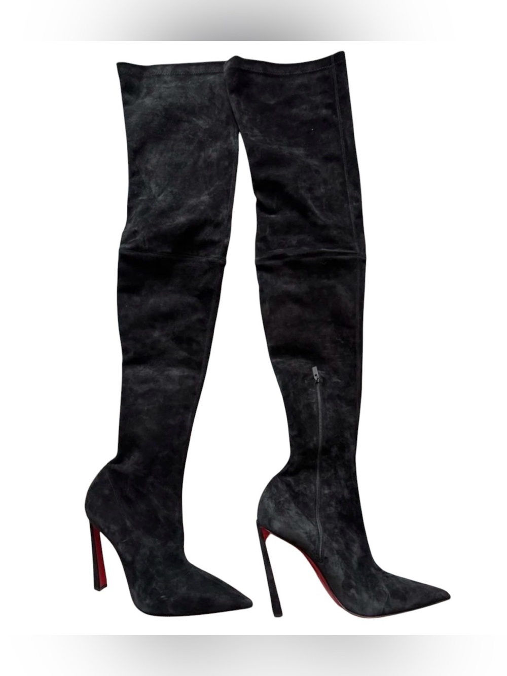 Christian Louboutin Condora Black Over-the-Knee Boots suede
